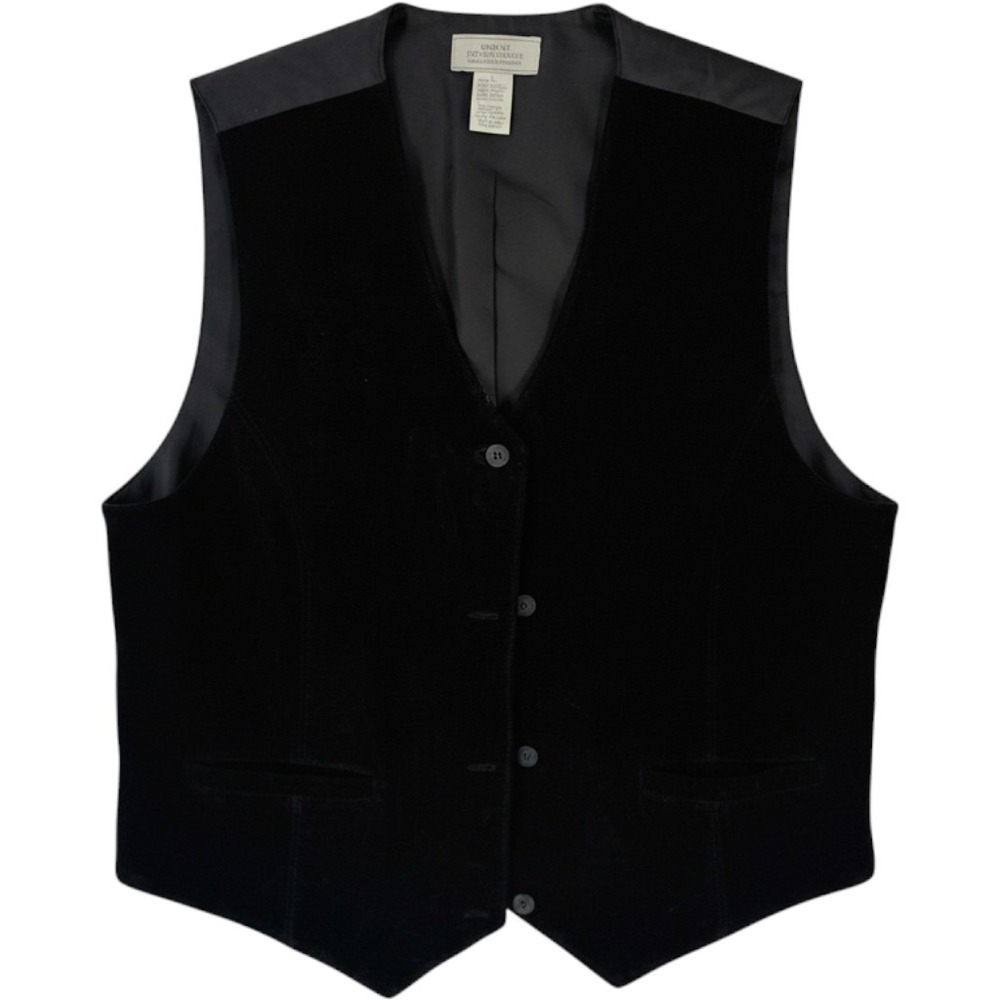 Vintage 90s 100% Suede Leather Vest Black Large Goth Western Indie Y2K Steampunk